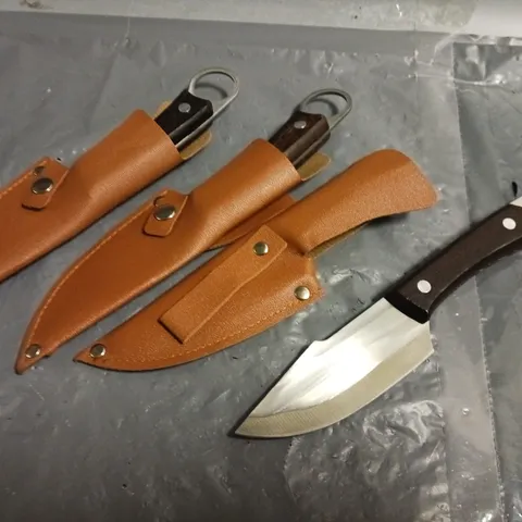 LOT OF 3 4" KNIVES WITH SHEATHS