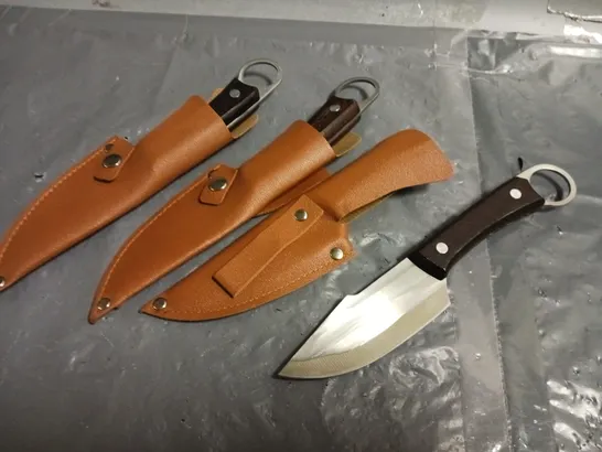 LOT OF 3 4" KNIVES WITH SHEATHS