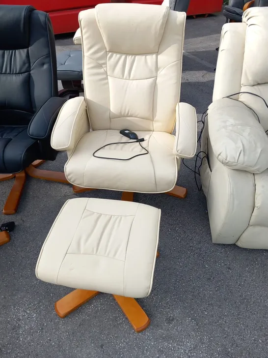 DESIGNER DURHAM CREAM SWIVEL CHAIR WITH FOOTSTOOL