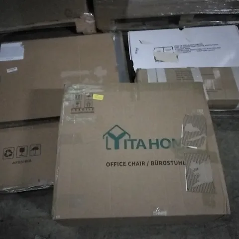 PALLET OF ASSORTED ITEMS INCLUDING YITAHOME OFFICE CHAIR, HOMIDEC CLOTHES RACK, IM MEK KIDS SCOOTER, SAIYIN, NAVARIS FULTIFUCTIONAL MEMOBOARD  
