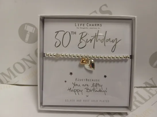 LIFE CHARMS 50TH BIRTHDAY SILVER EFFECT BRACELET