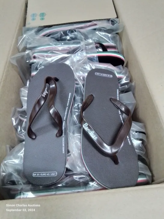 BOX CONTAINING 20 PAIRS OF MEXICO BANDHAS FLIPFLOP/SANDLES SIZE 6