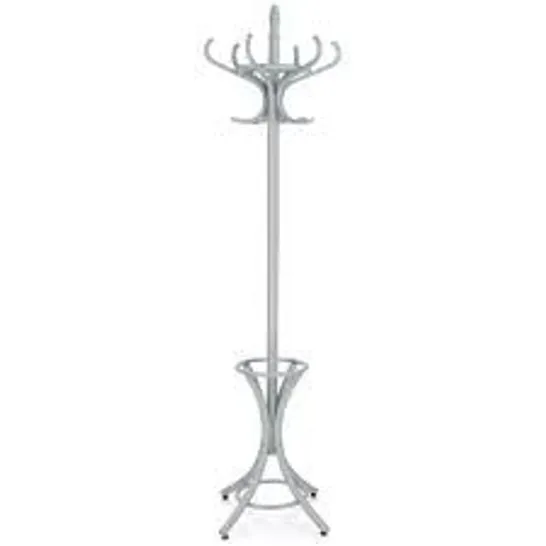 BOXED COSTWAY FLOOR STANDING HAT COAT RACK STAND HANGER UMBRELLA STAND HALL TREE RACK 12 HOOK - GREY