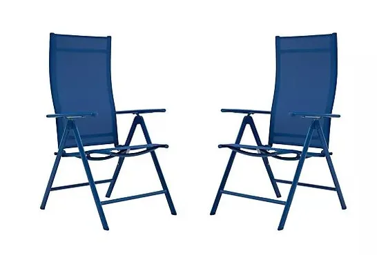 GREEN LOUNGE SET OF 2 FOLDING RECLINERS BLUE