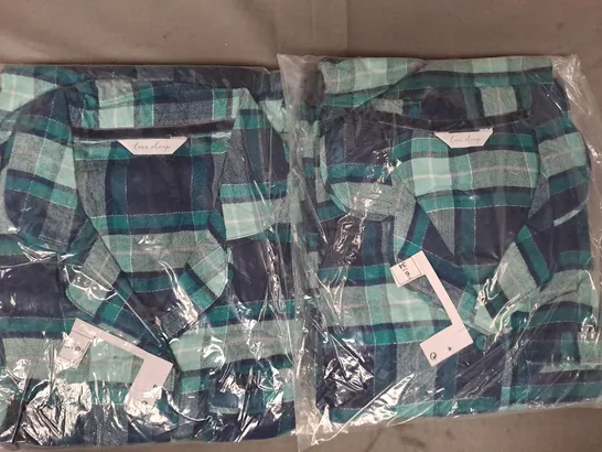 BOX OF APPROXIMATELY 20 ASSORTED LOVE SLEEP CLOTHING ITEMS IN GREEN/TEAL CHECK (SIZES VARY) - COLLECTION ONLY