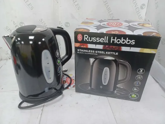 BOXED RUSSELL HOBBS STAINLESS STEEL KETTLE IN BLACK