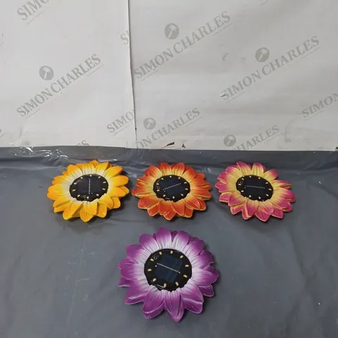 BOXED GARDEN REFLECTIONS 4 X SOLAR FLOWER DISC LIGHTS