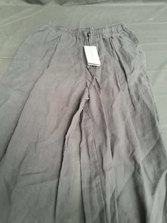 MINT VELVET GREY LINEN WIDE LEG TROUSERS - S LONG