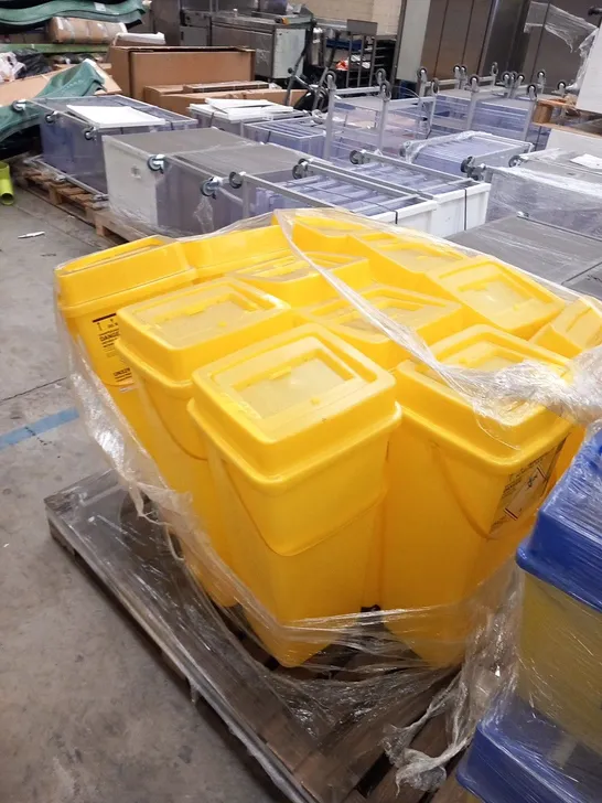 PALLET OF APPROXIMATELY 12 DANIELS SHARPSGUARD YELLOW THEATRE HAZARDOUS WASTE BINS