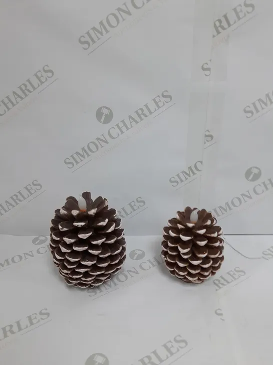 HOME REFLECTIONS SET OF 2 PINECONE FLAMELESS CANDLES