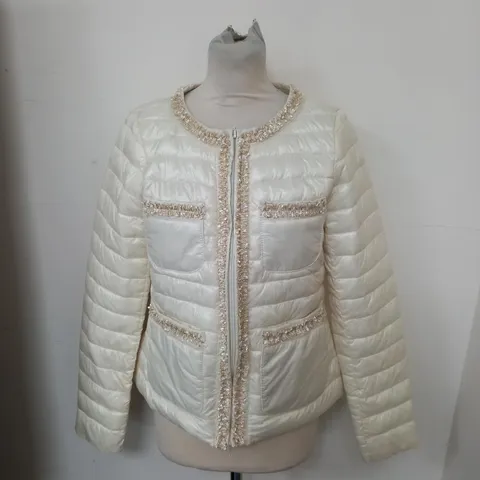 W COLLETION THIN PADDED CREAM JACKET - MEDIUM