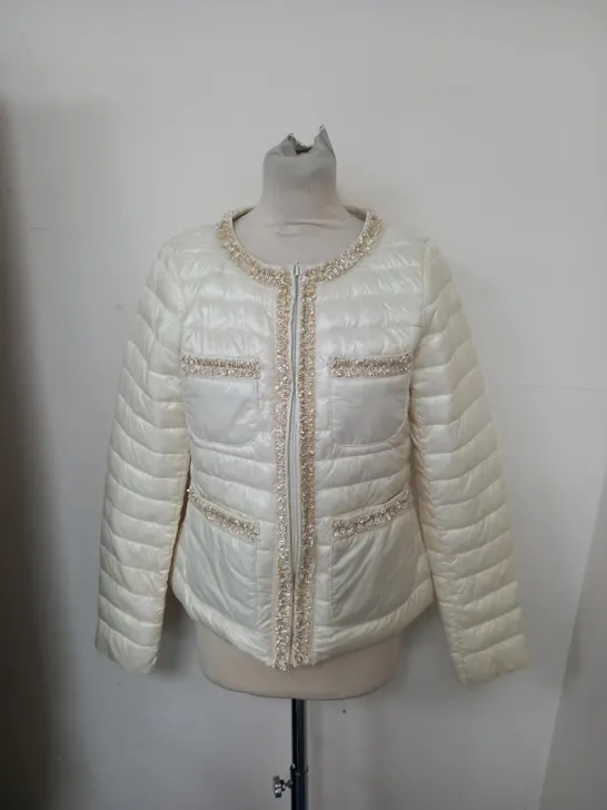 W COLLETION THIN PADDED CREAM JACKET - MEDIUM