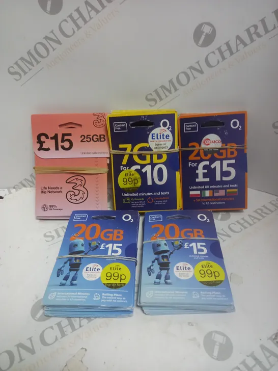 LARGE QUANTITY OF ASSORTED SIM CARDS FROM VARIOUS NETWORKS TO INCLUDE 3, O2, LEBARA ETC 