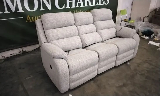 QUALITY BRITISH DESIGNED & MANUFACTURED G PLAN GREENWICH 3 SEATER POWER RECLINER LOOM SHALE FABRIC SOFA