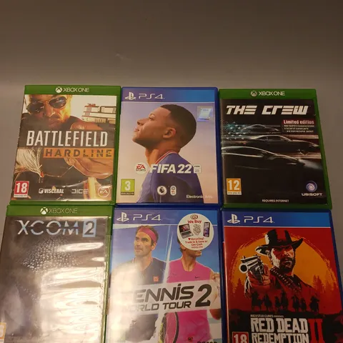 APPROXIMATELY 25 ASSORTED VIDEO GAMES TO INCLUDE RED DEAD REDEMPTION 2, THE CREW, BATTLEFIELD HARDLINE ETC