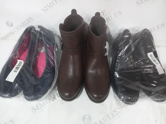 BOX OF APPROXIMATELY 15 ASSORTED PAIRS OF SHOES AND FOOTWEAR ITEMS IN VARIOUS STYLES AND SIZES TO INCLUDE SOFTLITES, LILLEY, ETC