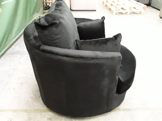 QUALITY DESIGNER SWIVEL ARMCHAIR - BLACK VELVET 