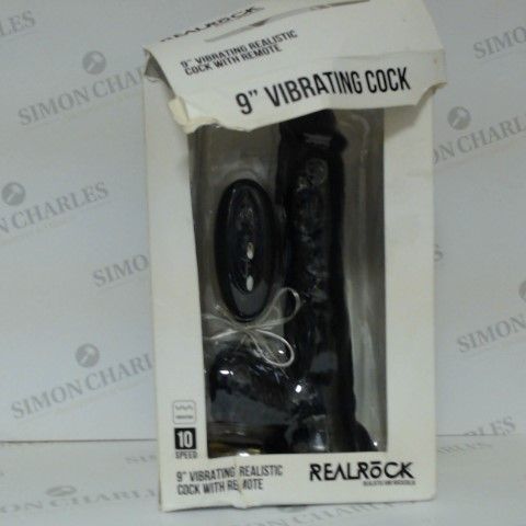 BOXED REAL ROCK 9" VIBRATING REALISTIC COCK WITH REMOTE 10 SPEED