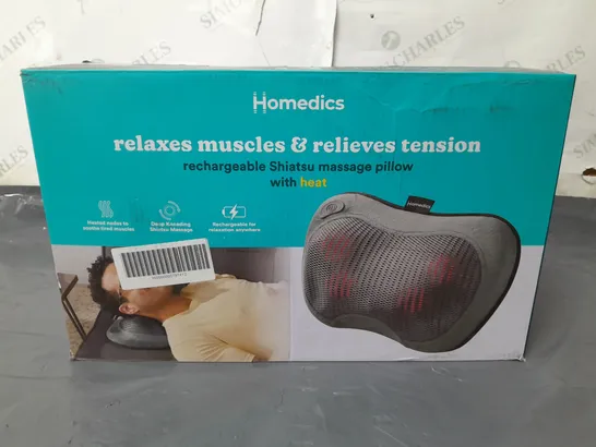 BOXED HOMEDICS RECHARGABLE SHIATSU MASSAGE PILLOW WITH HEAT