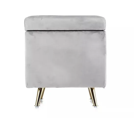 OUTLET ALISON CORK SQUARE VELVET FOOT STOOL- DOVE GREY