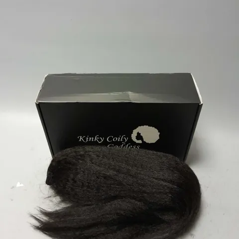 BOXED KINKY COILY GODDDESS 25 INCH KINKY STRAIGHT EXTENSION WITH VELCRO ATTACHMENT CLIPS IN DARK BROWN