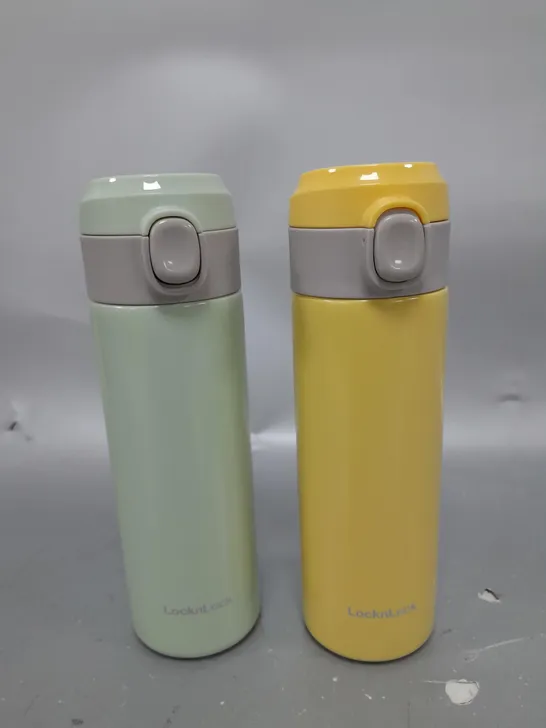 LOCK & LOCK SET OF 2 STAINLESS INSULATED DAILY POP PASTEL WATER BOTTLES