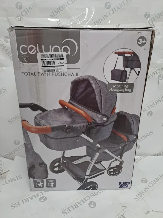 TWIN DOLL PUSHCHAIR GREY 