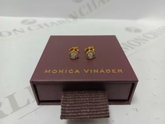 MONICA VINADER SILVER DIAMANTE STUD GOLD BACK EARRINGS 