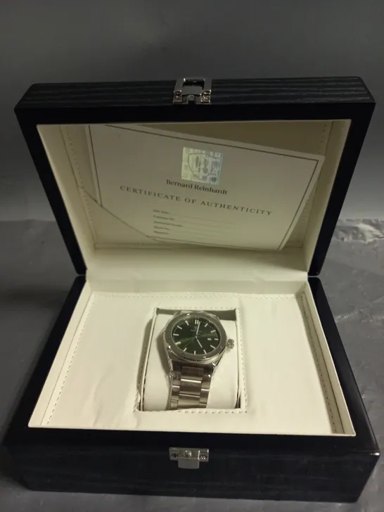 MENS BERNARD REINHARDT WATCH - GREEN DIAL 316 - STAINLESS STEEL STRAP