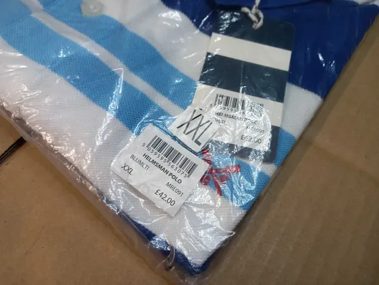 PACKAGED CREW CLOTHING COMPANY BLUE STRIPE POLO - XXL