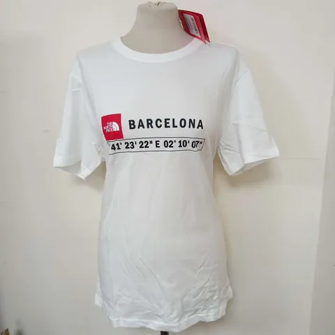 THE NORTH FACE MENS WHITE BARCELONA GPS PREMIUM LIGHTWEIGHT T-SHIRT SIZE XS