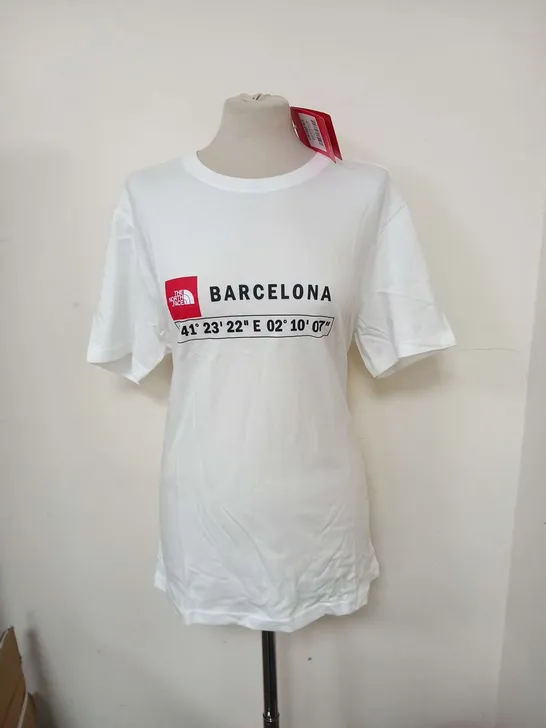 THE NORTH FACE MENS WHITE BARCELONA GPS PREMIUM LIGHTWEIGHT T-SHIRT SIZE XS