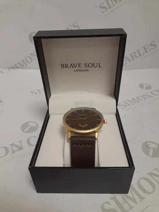 BRAVE SOUL LONDON BROWN STRAP GOLD EFFECT WATCH 