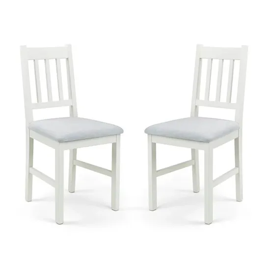 BOXED CARAMAL SLAT BACK SIDE CHAIR WHITE & GREY