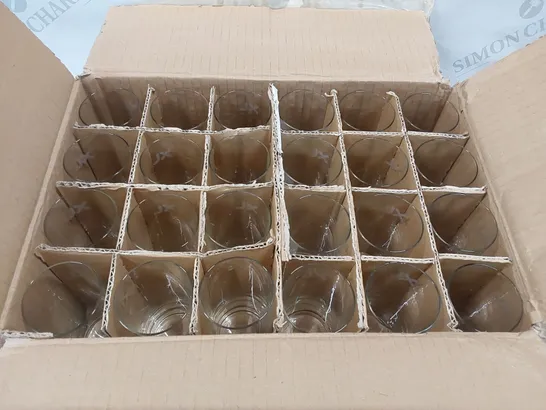 BOX OF APPROXIMATELY 40X EXCEL TUMBLER GLASSES - SIZE UNSPECIFIED (1 BOX)