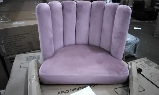 BOXED DESIGNER PINK PLUSH FABRIC UPHOLSTERED CHAIR 