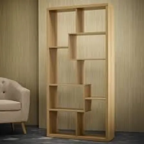 BOXED QUEBEC SHELVING UNIT IN BIANCO OAK (1 BOX)