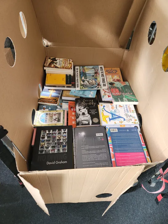 CAGE OF A SIGNIFICANT QUANTITY OF ASSORTED BOOKS BY TOM CLANCY, JOHN BOYNE, NIGELLA LAWSON, ISUI ISHIDA, CRESSIDA COWELL, WALTER M. MILLER JR, ETC