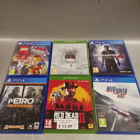 8 X ASSORTED PS4/XBOX ONE VIDEO GAMES TO INCLUDE METRO REDUX, RED DEAD REDEMPTION II, UNCHARTED 4 ETC 