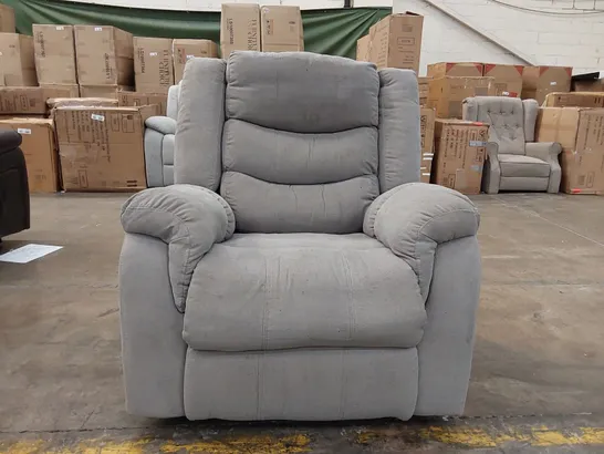 DESIGNER GREY FABRIC RECLINING ARMCHAIR 