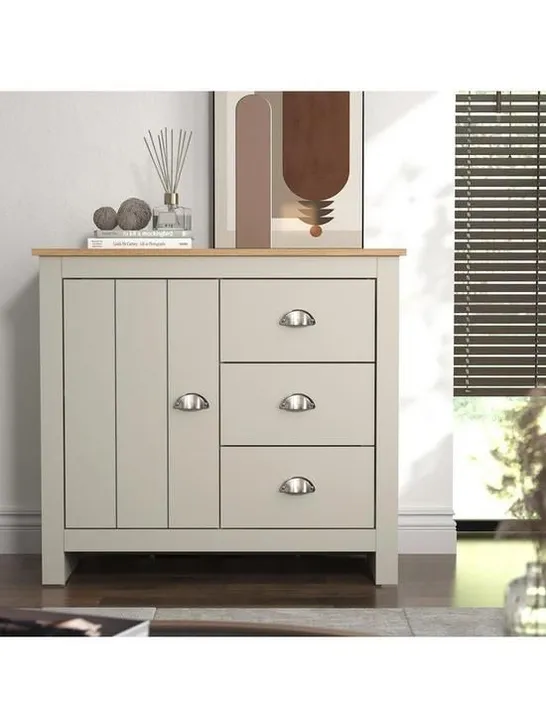 BOXED ATLANTA COMPACT SIDEBOARD IN LIGHT GREY/OAK - COLLECTION ONLY