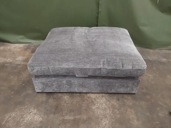 DESIGNER LARGE GREY FABRIC FOOTSTOOL