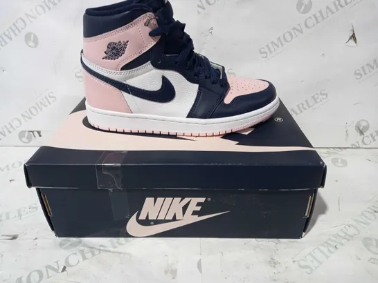 BOXED PAIR OF NIKE AIR JORDANS IN PINK/WHITE/NAVY UK SIZE 4