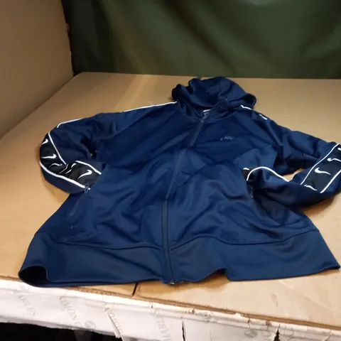 NIKE NAVY BLUE HOODED TRACKSUIT JACKET - L 