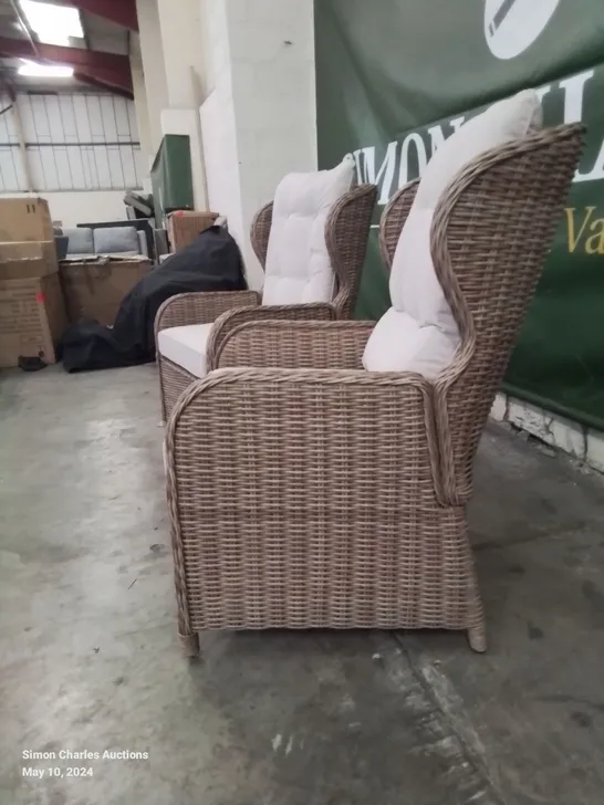 BOXED RECLINER BISTRO CHAIRS × 2 - NATURAL 