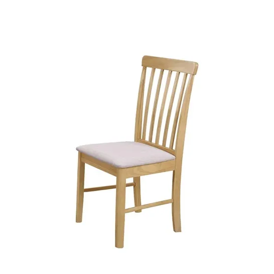 BOXED PAIR OF ANKRUM WOODEN DINING CHAIRS WITH NATURAL SEAT PADS - 1 BOX