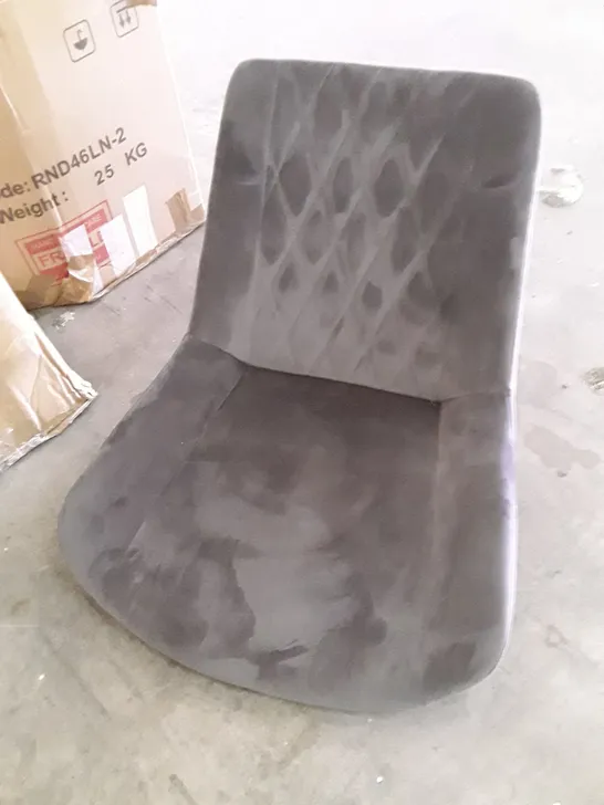 BOXED SET OF 3 GREY VELVET DINNING CHAIRS (NO LEGS)