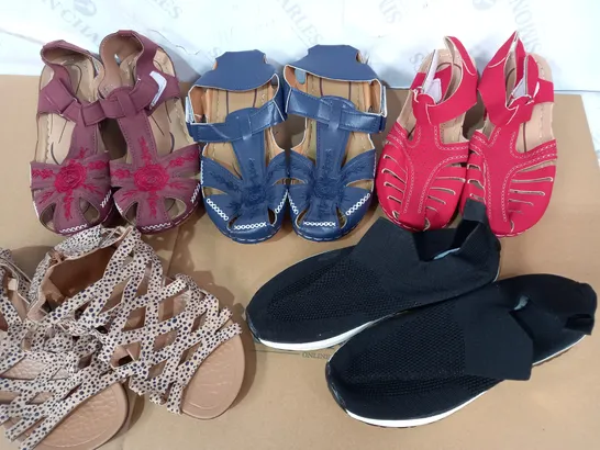 LOT OF 5 PAIRS OF SHOES INCLUDING CLOGS, SANDALS, TRAINERS (APPROX. SIZES 36 EU)