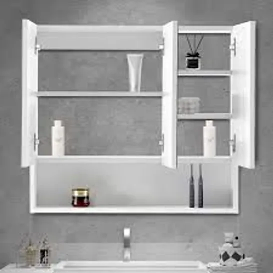 OFCASA 3 DOORS BATHROOM MIRROR CABINET EASY REACH WALL MOUNTED BATHROOM CABINET WITH ADJUSTABLE SHELVES FOR BATHROOM SHOWER ROOM