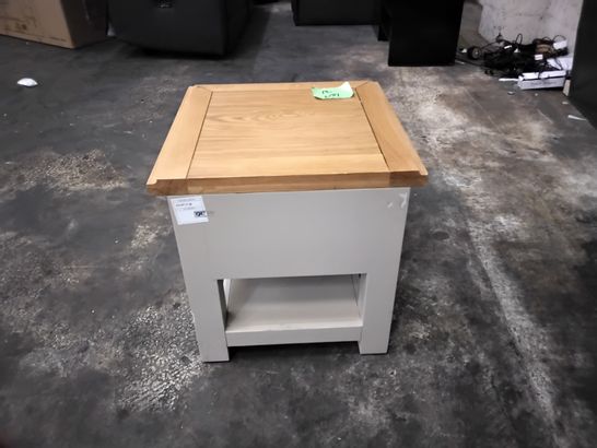 QUALITY SOFT GREY CHEST OF 1 DRAW SIDE TABLE WITH OAK EFFECT 